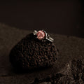 Minimalist sterling silver cat ring with pink stone centerpiece, stylish gift for cat enthusiasts