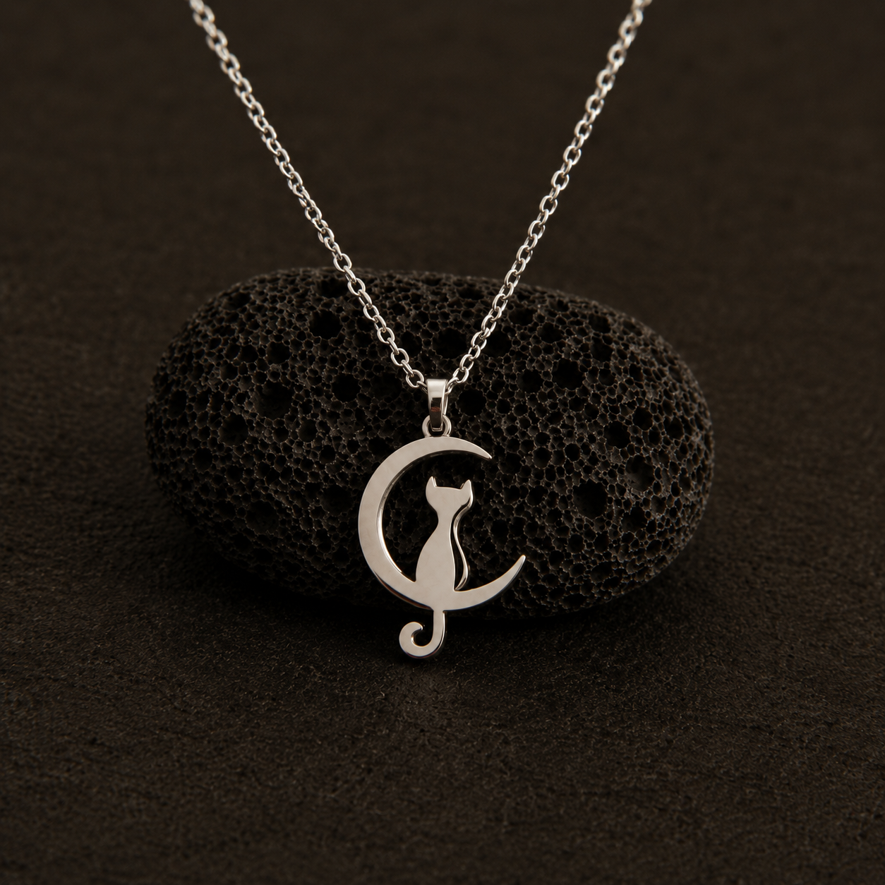 Harmony Cat Necklace with elegant minimalist feline design