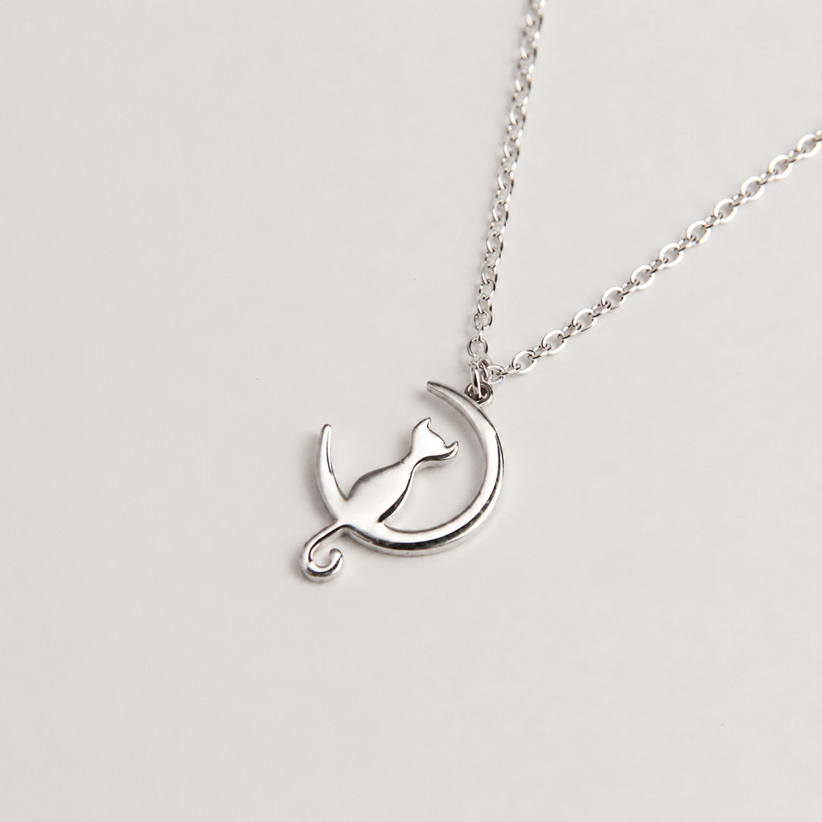 Silver Harmony Cat Necklace featuring a graceful cat-inspired pendant