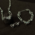 Silver Sphynx-inspired cat jewelry set with necklace, bracelet and earrings, bold statement gift for cat lovers with custom photo and message card1