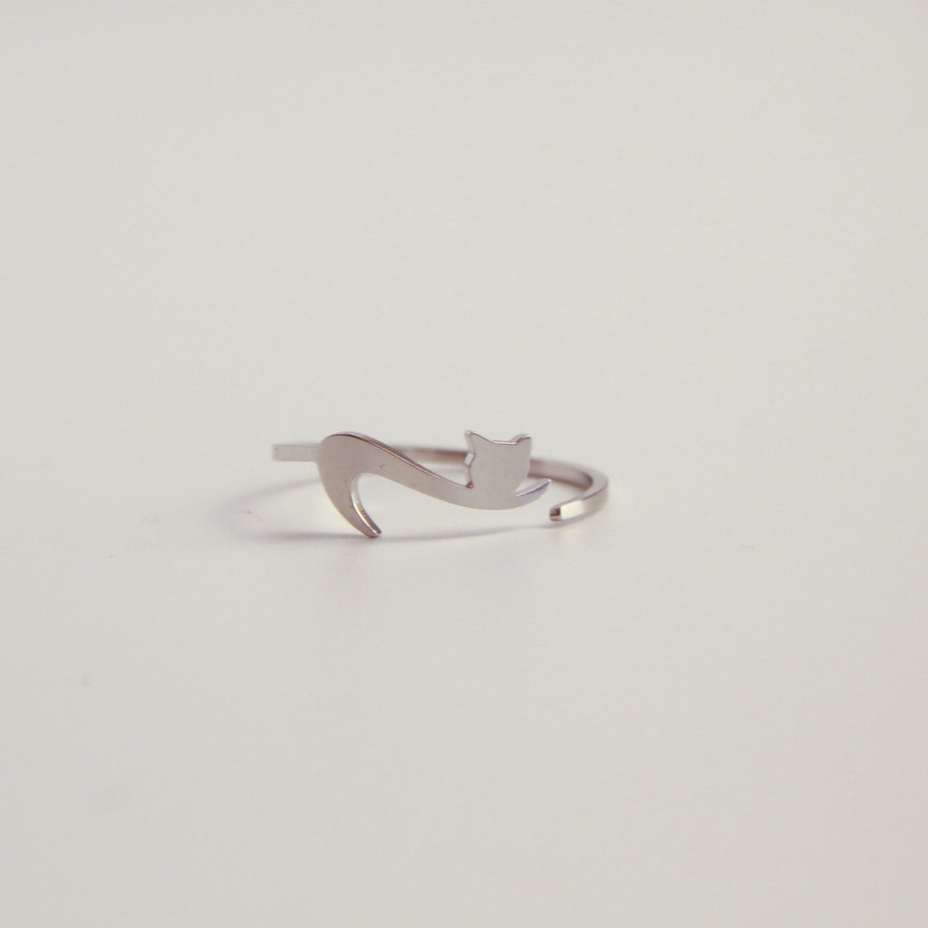 adjustable silver cat ring