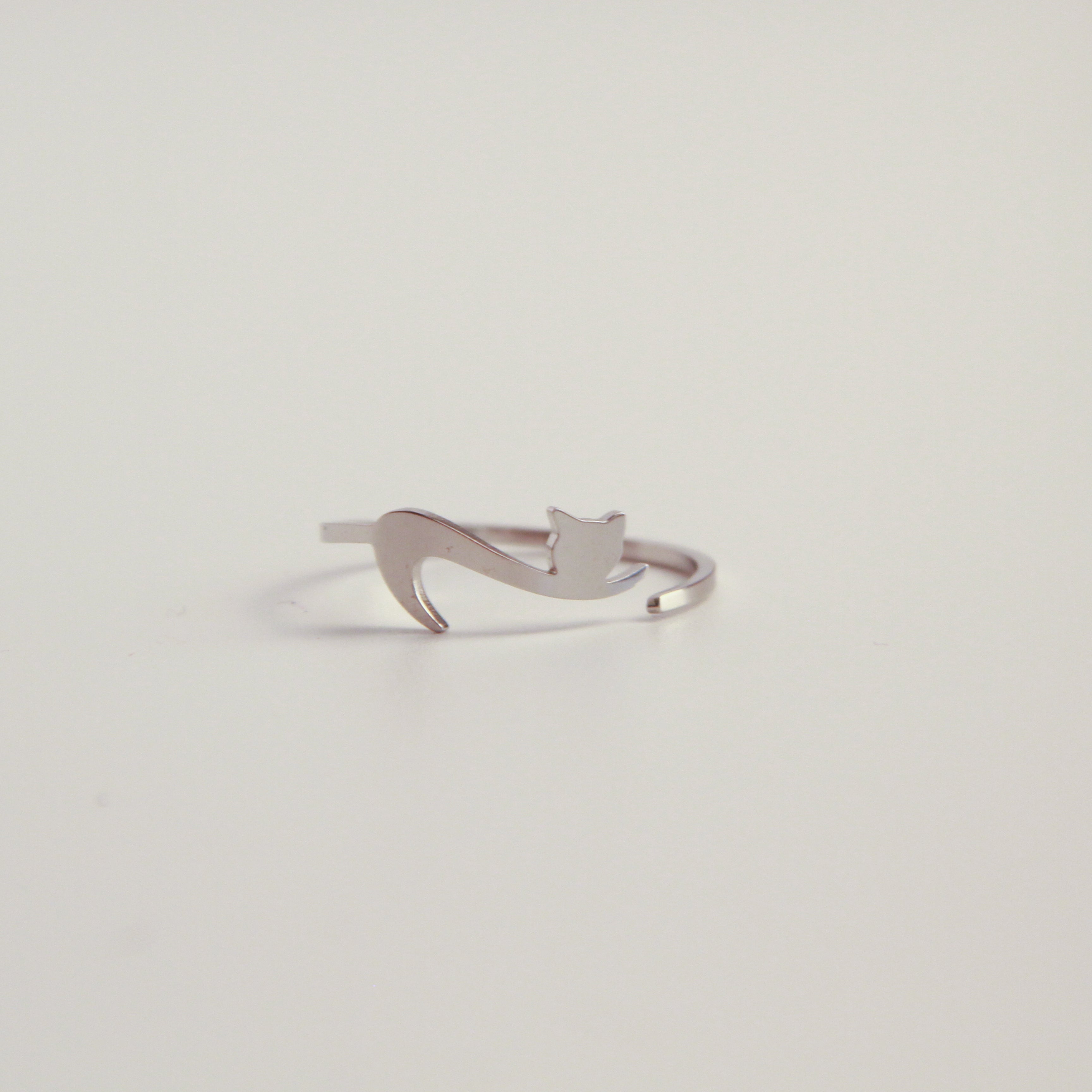 adjustable silver cat ring