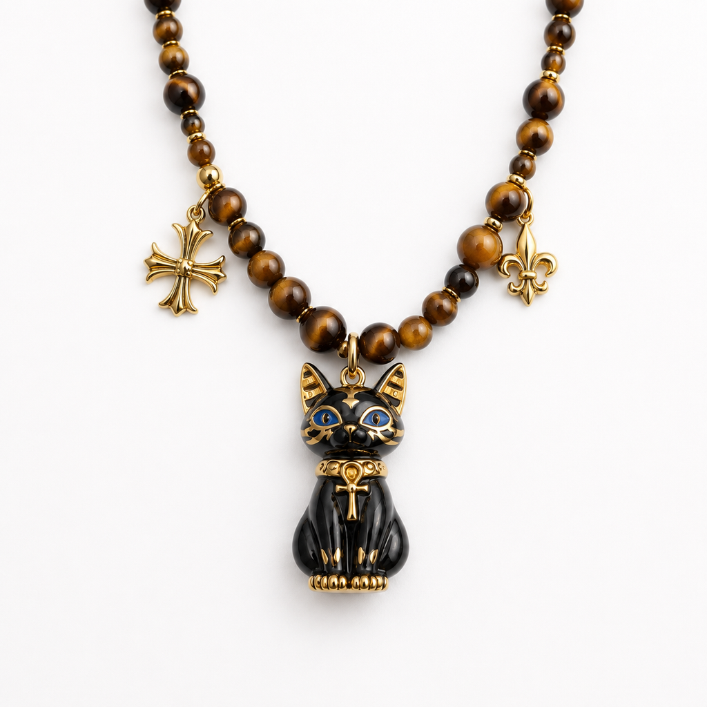 Egyptian Pharaoh Cat Choker Black