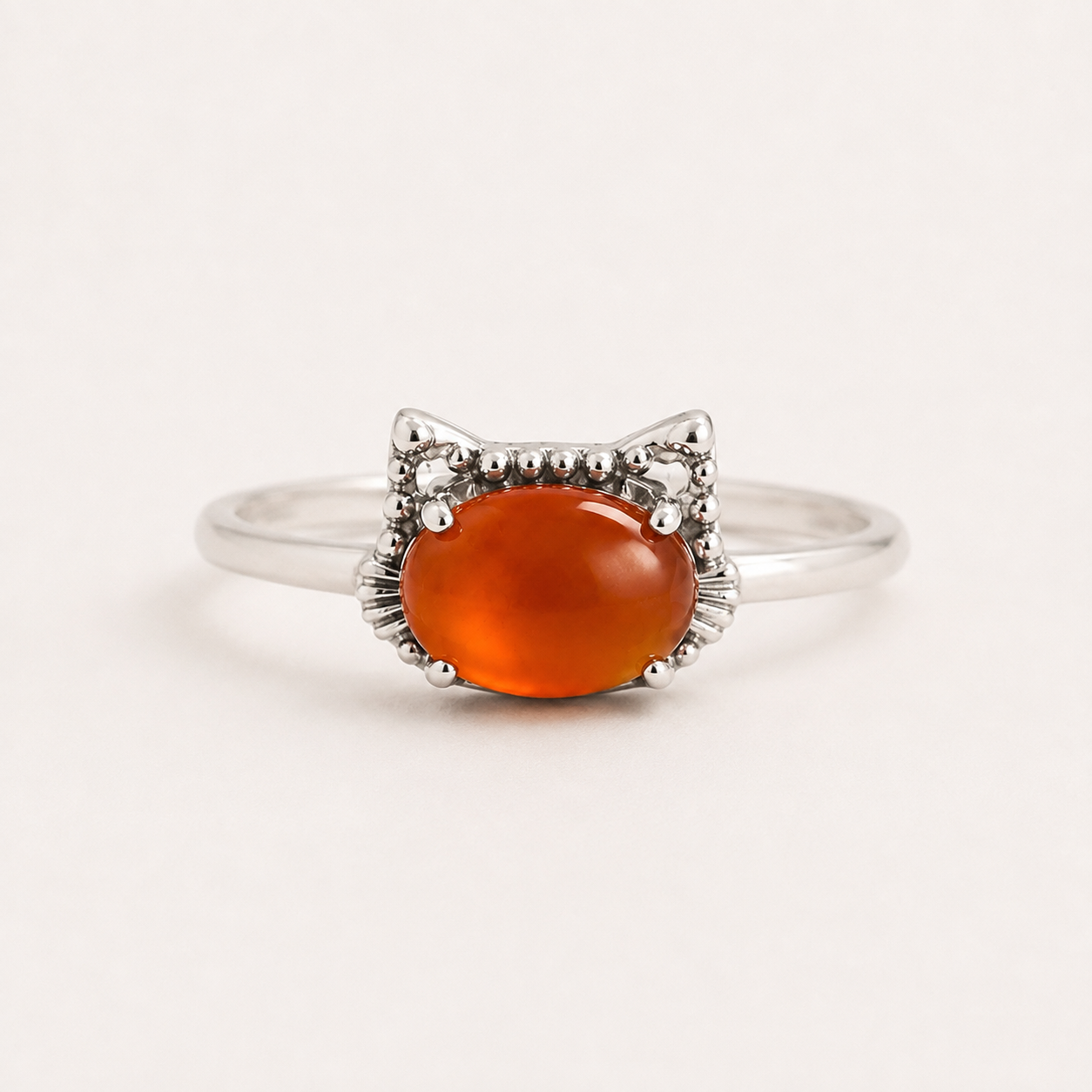 natural gemstone red agate cat ring
